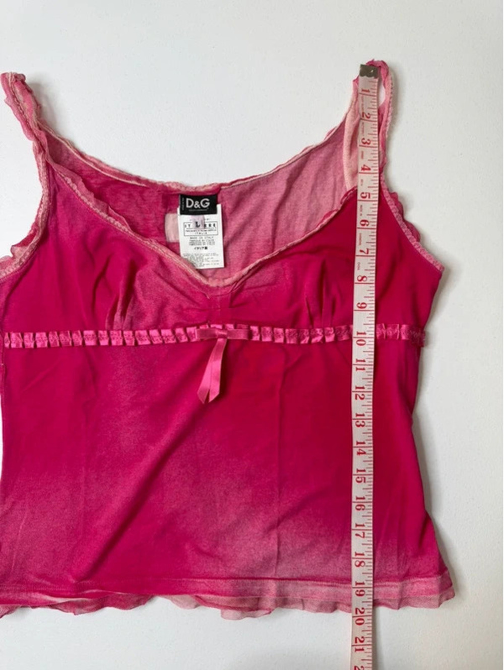 D&G Dolce & Gabbana Y2K Fairy Coquette Pink Ombré Lace Cami Top Size L - Picture 7 of 7